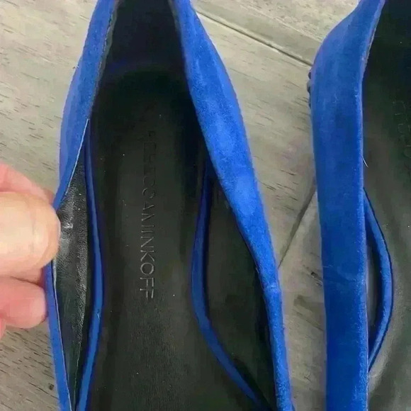 Rebecca Minkoff Cobalt Blue Suede Studded Fltas sz 5.5 - Picture 3 of 12